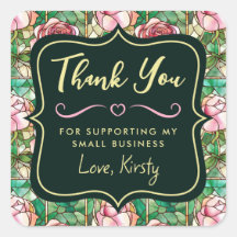 ピンクエレガントローズステンドグラス小規模企業