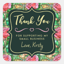 ピンクエレガントローズステンドグラス小規模企業