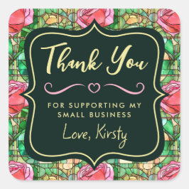 ピンクエレガントローズステンドグラス小規模企業 スクエアシール