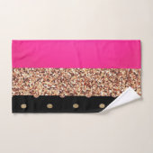 ピンクエレガントローズストライプグリッター水玉模様 バスタオルセット (ハンドタオル)