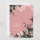 ピンクエレガントローズトレリスヴィンテージブライダルシャワー 招待状 (裏面)