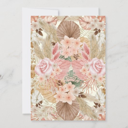 ピンクエレガントローズファースト誕生日パーティー 招待状 (裏面)