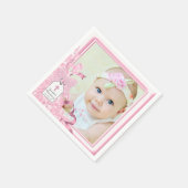 ピンクエレガントローズフォト《キリスト教》洗礼式や命名式 スタンダードカクテルナプキン (角)