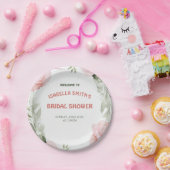 ピンクエレガントローズフラワーブライダルシャワー招待 ペーパープレート (パーティー)