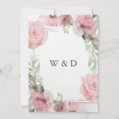 ピンクエレガントローズフラワーブライダルシャワー招待 招待状 (裏面)