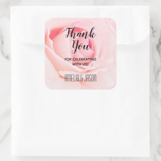 ピンクエレガントローズフローラありがとう スクエアシール (バッグ)