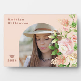 ピンクエレガントローズフローラアーチ写真卒業 フォトプラーク