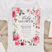 ピンクエレガントローズフローラガールベビーシャワー 招待状