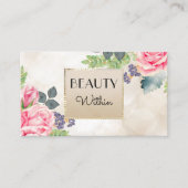 ピンクエレガントローズフローラシャンパンフェイク金ゴールド《写真》ぼけ味 名刺 (正面)