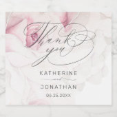 ピンクエレガントローズフローラス結婚クリプト スパークリングワインラベル (シングルラベル)