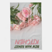 ピンクエレガントローズフローラデザイン布巾 キッチンタオル (縦)