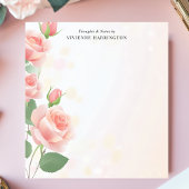 ピンクエレガントローズフローラパーソナライズされた名 ノートパッド