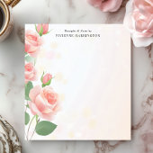 ピンクエレガントローズフローラパーソナライズされた名 ノートパッド