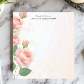 ピンクエレガントローズフローラパーソナライズされた名 ノートパッド