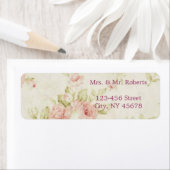 ピンクエレガントローズフローラビンテージ結婚式 ラベル (インサイチュ)