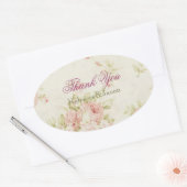 ピンクエレガントローズフローラビンテージ結婚式 楕円形シール (封筒)