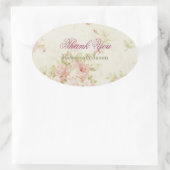 ピンクエレガントローズフローラビンテージ結婚式 楕円形シール (バッグ)