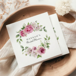 ピンクエレガントローズフローラブライダルまたはベビーシャワー スタンダードカクテルナプキン