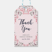 ピンクエレガントローズフローラブライダルシャワーありがとう ギフトタグ (正面)