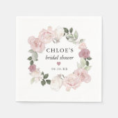 ピンクエレガントローズフローラブライダルシャワー スタンダードカクテルナプキン (正面)