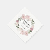 ピンクエレガントローズフローラブライダルシャワー スタンダードカクテルナプキン (角)