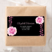 ピンクエレガントローズフローラブラックアドレス ラベル (インサイチュ)
