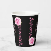 ピンクエレガントローズフローラブラック 紙コップ (左)