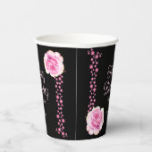 ピンクエレガントローズフローラブラック 紙コップ (右)