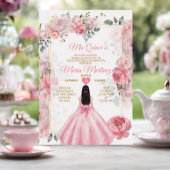 ピンクエレガントローズフローラプリンセスキニャネラ 招待状