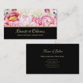 ピンクエレガントローズフローラヘアと美しいサロン 名刺 (正面/裏面)