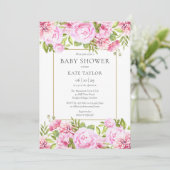 ピンクエレガントローズフローラベビーシャワー 招待状 (スタンド正面)