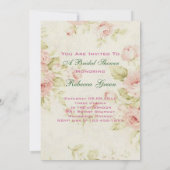 ピンクエレガントローズフローラヴィンテージブライダルティーパーティー 招待状 (裏面)