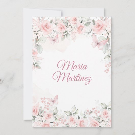 ピンクエレガントローズフローラ第16メキシカンキアニェラ 招待状 (裏面)