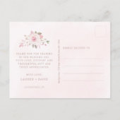 ピンクエレガントローズフローラ結婚の写真ありがとう ポストカード (裏面)