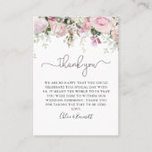 ピンクエレガントローズフローラ結婚の感謝 プレイスカード (正面)
