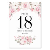 ピンクエレガントローズフローラ結婚ズ テーブルナンバー (裏面)