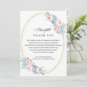 ピンクエレガントローズフローラ葬式 サンキューカード (スタンド正面)