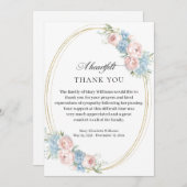 ピンクエレガントローズフローラ葬式 サンキューカード (正面/裏面)