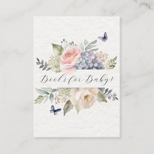 ピンクエレガントローズフローラ蝶ベビー本 エンクロージャーカード (正面)