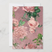 ピンクエレガントローズフローラ誕生日 招待状 (裏面)