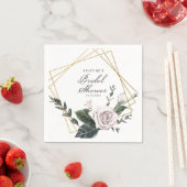 ピンクエレガントローズフローラ金ゴールドフレームブライダルシャワー スタンダードカクテルナプキン (インサイチュ)