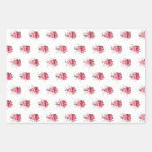 ピンクエレガントローズフローラ金ゴールドブーケ ラッピングペーパーシート (正面3)