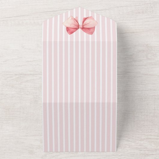 ピンクエレガントローズブライダルシャワーパーティー オールインワン招待状 (外側)