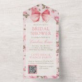 ピンクエレガントローズブライダルシャワーパーティー オールインワン招待状 (内側)