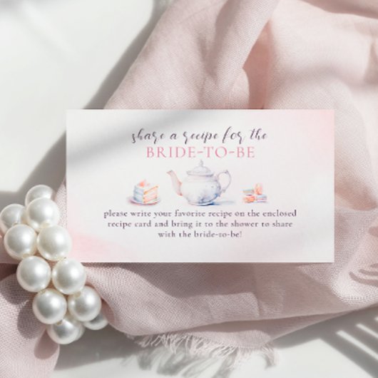 ピンクエレガントローズブライダルシャワー共有Aレシピ エンクロージャーカード