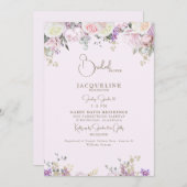 ピンクエレガントローズブライダルシャワー 招待状 (正面/裏面)