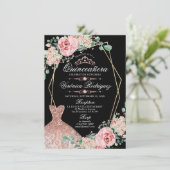 ピンクエレガントローズブラックキンセアニラクインティアラ 招待状 (スタンド正面)