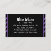 ピンクエレガントローズブラック&パープルストライプのサロン 予約カード (裏面)