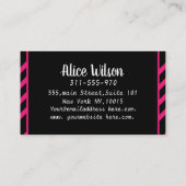 ピンクエレガントローズブラック&ホットピンクストライプのサロン 予約カード (裏面)