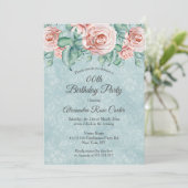 ピンクエレガントローズブルーフローラ誕生会 招待状 (スタンド正面)